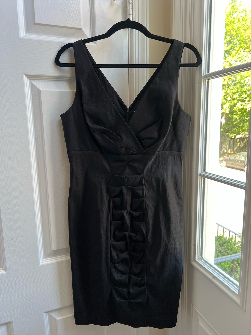 Calvin Klein Black Cocktail Dress Ruched Sheath Dress Size 10